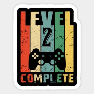 Vintage 2nd Wedding Anniversary Level 2 Complete Video Gamer Birthday Gift Ideas Sticker